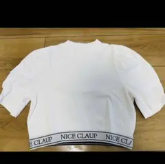 NICE CLAUP ホワイト パフスリーブ クロップドトップス サイズF