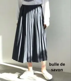 bulle de savon リネン混プリーツロングスカートFデニム風のサムネイル