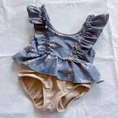 テータテート　フリル付き花柄ベビー水着　ボタニカル　90