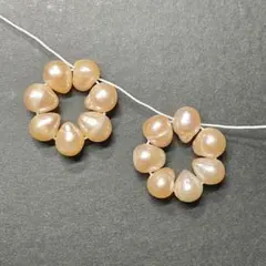 淡水パール しずく型オレンジピンク14個　通し穴