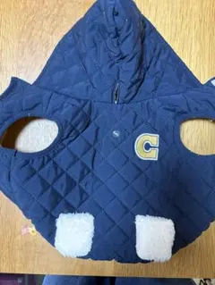 ネイビー フード付き犬服 キルティング C刺繍
