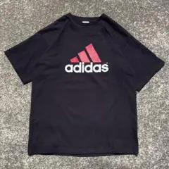 00's adidas ビッグロゴ 厚手生地 大きめサイズ 古着 黒 Tシャツ
