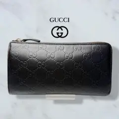 美品 GUCCI 長財布 L字ファスナー シマ ダークブラウン DBのサムネイル