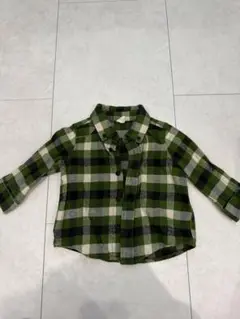 GAP グリーンチェック 長袖シャツ 6-12ヶ月