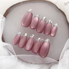 275♡ ネイルチップ ワンホン マグネット ガラスフレンチ ちゅるん　お呼ばれ