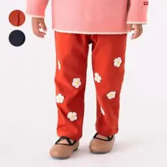 moujonjon のびふわツイルお花付きロングパンツ