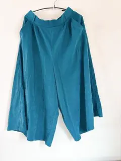 #3L#ガウチョパンツ#タック#大きいサイズ#レディース#グリーン#パンツ