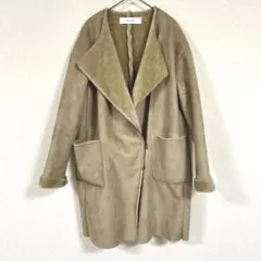 JOURNAL STANDARD フェイクムートン ノーカラーコート ベージュ