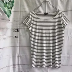 アイシービー　半袖　Tシャツ　 ボーダー　白×黒　サイズＳのサムネイル