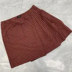 MAX&Co チェックスカート オレンジ フレア ポケット付き ミディ丈 大人