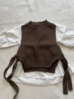 ニットベスト　Aラインシャツ　セット　プティマイン