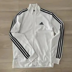 adidas ホワイト ジップアップジャケット - メルカリ