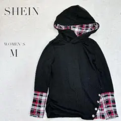 美品✨【シーン】赤チェック柄ケーブルニットパーカー フード y2k レトロ