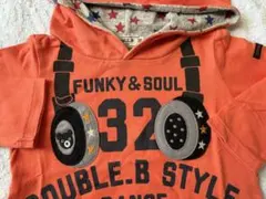 DOUBLE.B ヘッドフォンＢ君　長袖Tシャツ パーカ　80 だまし絵風　o