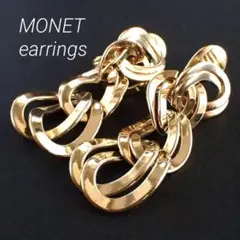 MONET ヴィンテージ ビッグサイズ イヤリング ゴールド 縦ラインイヤリング