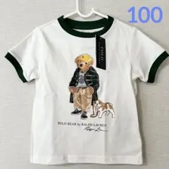新作◇ラルフローレン ポロベア ロゴコットンTシャツ ホワイトグリーン3T100