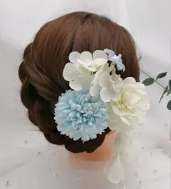 【3点セット】髪飾り 和装 和風 ヘアアクセサリー 成人式 花 造花 白