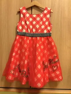 赤と白のチェック柄ノースリーブワンピース