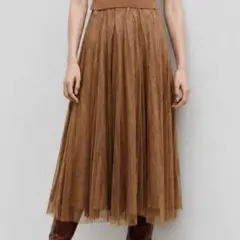 ZARA ザラ メタリックチュールスカート M ゴールド ピンク ラメ チュールのサムネイル