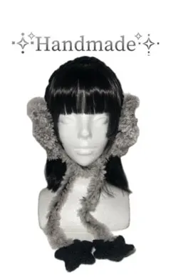 おまけつき！星型イヤーマフ ハンドメイド チャグレー×ブラック