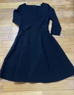 アンタイトルUNTITLEDワンピースMブラックニットサテン切替えパーティ結婚式