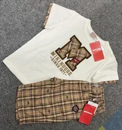 MIKI HOUSE Mマーク刺繍Tシャツ６分丈パンツ セット 売