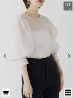 Rouge vif la cle シアーパフスリーブブラウス