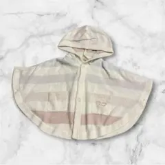 美品✨ジェラートピケ ボーダーフード付き ポンチョ70-90