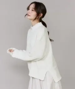 イッツインターナショナル ラメモール畦編みハイネックタートルニットセーター白