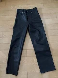 本革】KADOYA レザーパンツ レディース ストレート ブラック 牛革