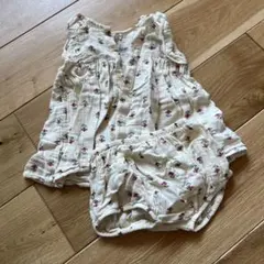 オーガニックコットン 花柄タンクトップ&ショーツセット 74cm プチバトー