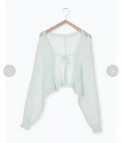 ehka sopo エヘカソポ メッシュ編みボレロ ベージュ リボン