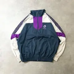 80s team adidasトラックジャケット刺繍ロゴトレフォイル紺ピンク短丈