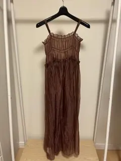 ブラウン チュール シアー ワンピース