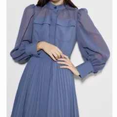 ⭐️riendaリエンダ⭐️シアープリーツシャツワンピース ドレス ブルー