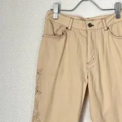 ONOGI デニムパンツ フレアデニム 花柄刺繍 スパンコール ポケット付き