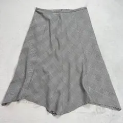 ブリッティモア チェック柄 ラメ入り フレアスカート M ブラック×ホワイト