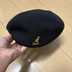 KANGOL ハンチング帽　ブラック×ゴールド