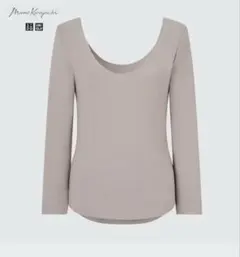 ユニクロ　マメクロゴウチ　バレエネック　ヒートテック　ライトグレー