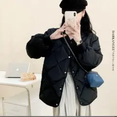 新品ノーカラーキルティングジャケット　黒