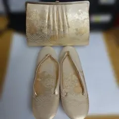 ゴールド 花柄 和装用バッグと草履(おまけ)