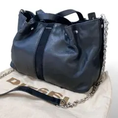 y2k DIESEL レザー トートバッグ 2wayショルダー ブラック