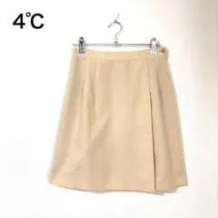 4°C 膝丈スカート ラップ風 サマーウール混 薄手 オレンジのサムネイル
