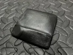 アブラサス abrAsus薄い財布 左利き 黒いレザー 二つ折り 小銭入れ付き