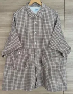 極美品KEBOZ、ケボズ 裏地メッシュ半袖チェックシャツ Lサイズ 前面ポケットのサムネイル