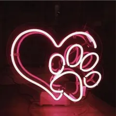 オーダー　犬猫好き必見 ハート 肉球 ネオン管 ピンク　インテリア　オリジナル