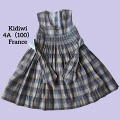 サンサカエプチ　Kidiwi　チェック柄刺繍スモッキングワンピース　キディウィのサムネイル