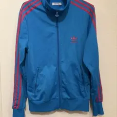 オ*ン様 adidas 青 ピンクストライプ ジャージ Lサイズ