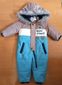クマ耳フード付きファー付きアウター　ジャンプスーツ　ベビー