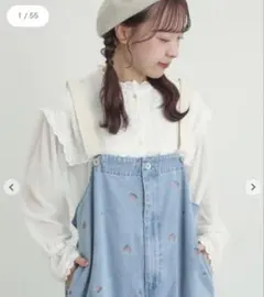 裾フリルティアードレースブラウス